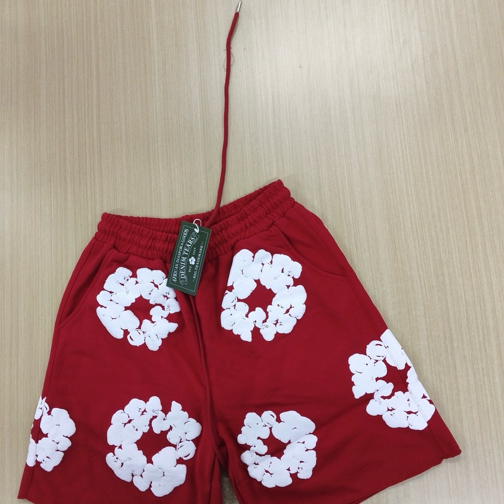 Red denim tears shorts size medium